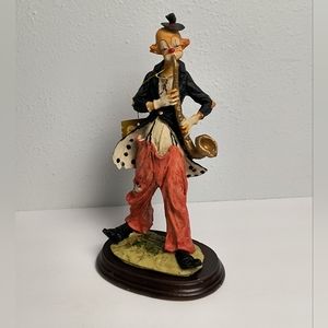 Capodimonte Style Hand Grafted Clown Playing Saxophone